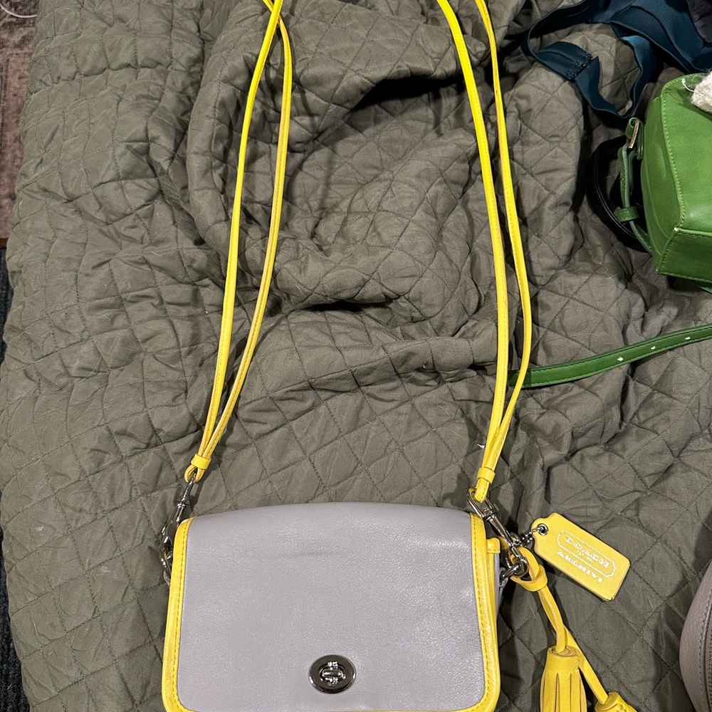 Coach Gray and Yellow Crossbody Bag